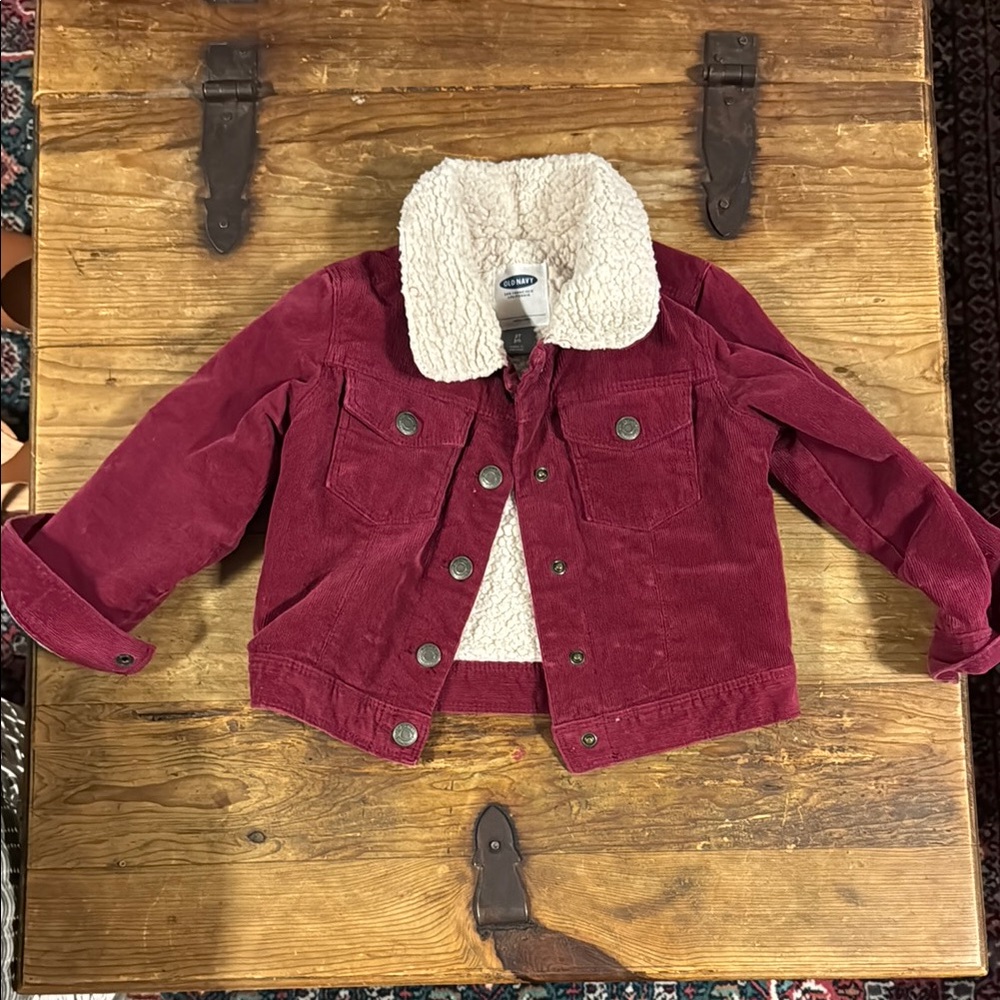 Old Navy Kids Red Corduroy Jacket with Sherpa Lining